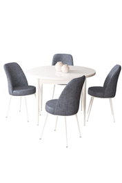 Hanah Home Juego de Mesa y Sillas de Comedor 5 Piezas Blanco y Humo 90x90 cm